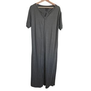 NEW Silver Lilly Full Zip Up Short Sleeve Night Gown Soft Stretchy Knit SMALL
